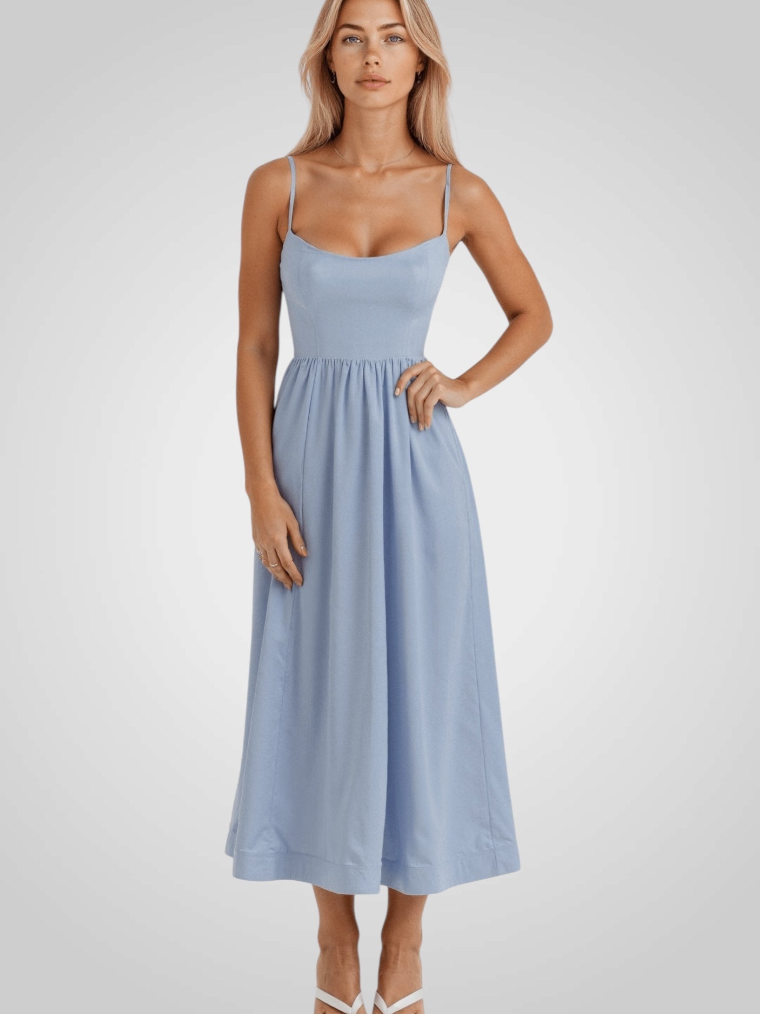 Velora™ | Luminia Flow Midi Dress